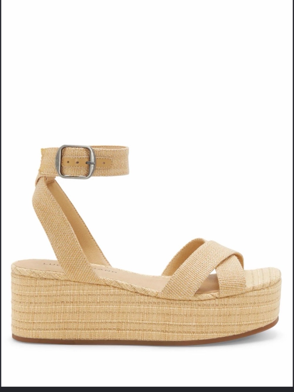 Lucky Brand Bikaro Beige Woven Ankle-Strap Platform Sandal